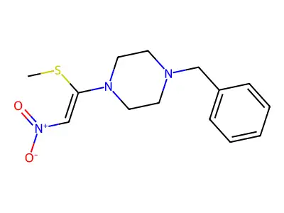 1-Benzyl-4-(1-methylsulfanyl-2-nitroethenyl)piperazine structure