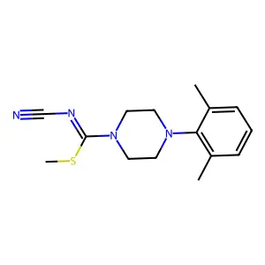 methyl N-cyano-4-(2,6-dimethylphenyl)tetrahydro-1(2H)-pyrazinecarbimidothioate structure