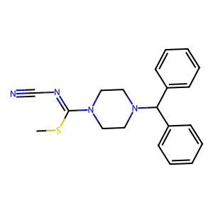methyl 4-benzhydryl-N-cyanotetrahydro-1(2H)-pyrazinecarbimidothioate structure
