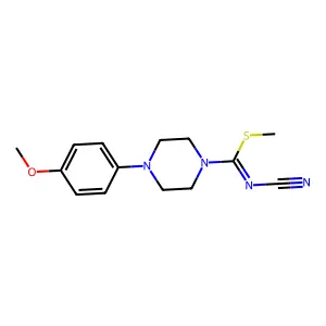 methyl N-cyano-4-(4-methoxyphenyl)tetrahydro-1(2H)-pyrazinecarbimidothioate structure