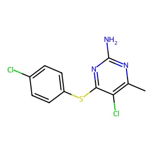 5-Chloro-4-[(4-chlorophenyl)sulfanyl]-6-methyl-2-pyrimidinamine structure