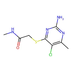 2-[(2-amino-5-chloro-6-methyl-4-pyrimidinyl)sulfanyl]-N-methylacetamide structure
