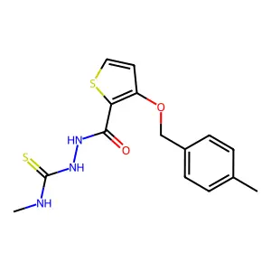 N-methyl-2-({3-[(4-methylbenzyl)oxy]-2-thienyl}carbonyl)-1-hydrazinecarbothioamide structure