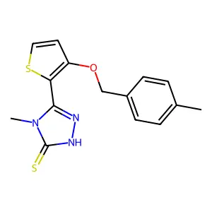 4-methyl-5-{3-[(4-methylbenzyl)oxy]-2-thienyl}-4H-1,2,4-triazole-3-thiol structure