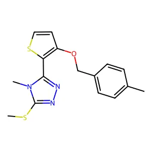 4-methyl-3-{3-[(4-methylbenzyl)oxy]-2-thienyl}-5-(methylsulfanyl)-4H-1,2,4-triazole structure
