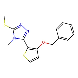 3-[3-(benzyloxy)-2-thienyl]-4-methyl-5-(methylsulfanyl)-4H-1,2,4-triazole structure