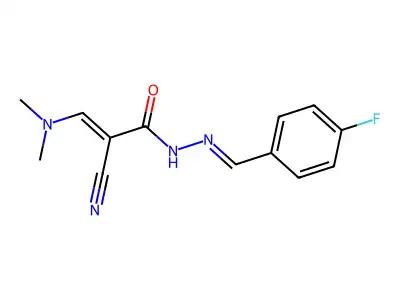 2-cyano-3-(dimethylamino)-N-[(4-fluorophenyl)methylideneamino]prop-2-enamide structure