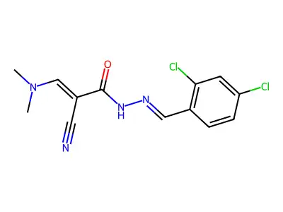 2-cyano-N-[(2,4-dichlorophenyl)methylideneamino]-3-(dimethylamino)prop-2-enamide structure