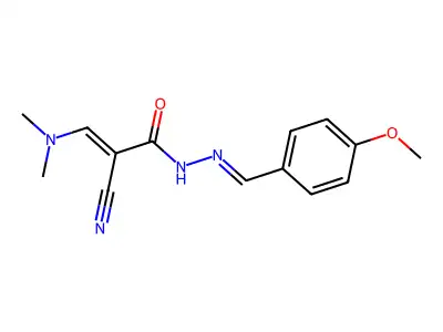 2-cyano-3-(dimethylamino)-N'-[(4-methoxyphenyl)methylidene]prop-2-enehydrazide structure