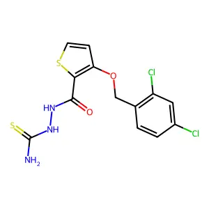 2-({3-[(2,4-Dichlorobenzyl)oxy]-2-thienyl}carbonyl)-1-hydrazinecarbothioamide structure