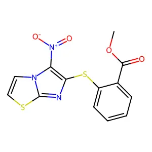 Methyl 2-[(5-nitroimidazo[2,1-b][1,3]thiazol-6-yl)sulfanyl]benzenecarboxylate structure