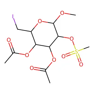 [4-Acetyloxy-2-(iodomethyl)-6-methoxy-5-methylsulfonyloxyoxan-3-yl] acetate structure