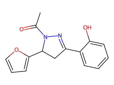 1-(5-(furan-2-yl)-3-(2-hydroxyphenyl)-4,5-dihydro-1H-pyrazol-1-yl)ethanone structure