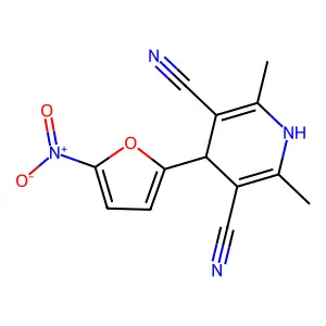 2,6-Dimethyl-4-(5-nitrofuran-2-yl)-1,4-dihydropyridine-3,5-dicarbonitrile structure