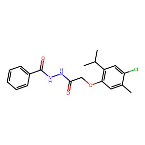 N'-benzoyl-2-(4-chloro-2-isopropyl-5-methylphenoxy)acetohydrazide structure