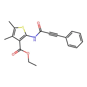 Ethyl 4,5-dimethyl-2-(3-phenylprop-2-ynoylamino)thiophene-3-carboxylate structure