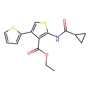 Ethyl 2-(cyclopropylcarbonylamino)-4-(2-thienyl)thiophene-3-carboxylate structure