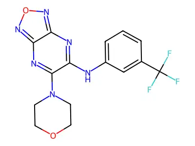 5-morpholin-4-yl-N-[3-(trifluoromethyl)phenyl]-[1,2,5]oxadiazolo[3,4-b]pyrazin-6-amine structure