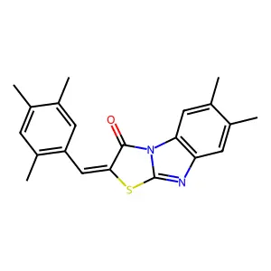 6,7-dimethyl-2-(2,4,5-trimethylbenzylidene)[1,3]thiazolo[3,2-a]benzimidazol-3(2H)-one structure