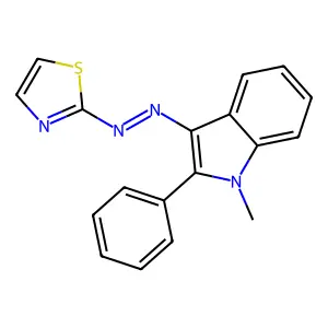 1-Methyl-2-phenyl-3-(thiazol-2-ylazo)-1H-indole structure
