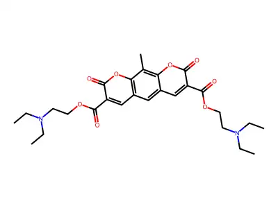 Bis(2-(diethylamino)ethyl) 10-methyl-2,8-dioxo-2H,8H-pyrano(3,2-g)chromene-3,7-dicarboxylate structure