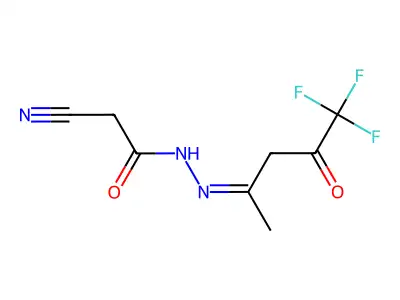 2-cyano-N'-[(Z)-4,4,4-trifluoro-1-methyl-3-oxobutylidene]acetohydrazide structure