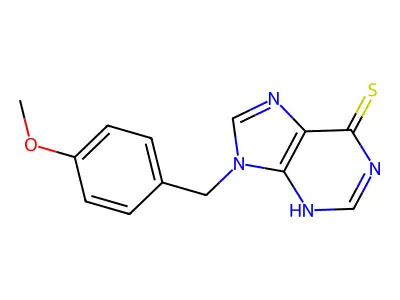 9-[(4-methoxyphenyl)methyl]-3H-purine-6-thione structure