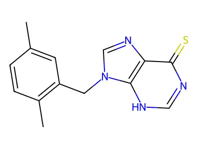 9-[(2,5-dimethylphenyl)methyl]-3H-purine-6-thione structure