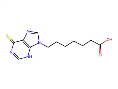 7-(6-sulfanylidene-3H-purin-9-yl)heptanoic acid structure