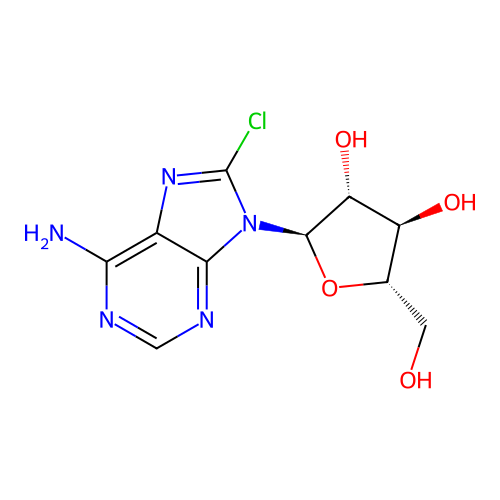 (2R,3R,4R,5S)-2-(6-amino-8-chloropurin-9-yl)-5-(hydroxymethyl)oxolane-3,4-diol structure