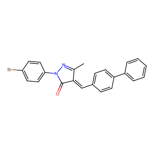 2-(4-bromophenyl)-5-methyl-4-[(4-phenylphenyl)methylidene]pyrazol-3-one structure