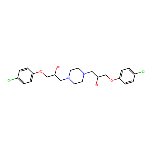 N,N'-bis[3-(4-chlorophenoxy)-2-hydroxypropyl]piperazine structure