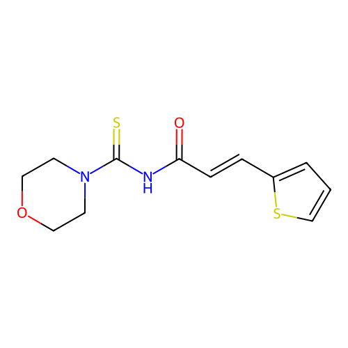(2E)-N-(morpholin-4-ylcarbonothioyl)-3-(thiophen-2-yl)prop-2-enamide structure