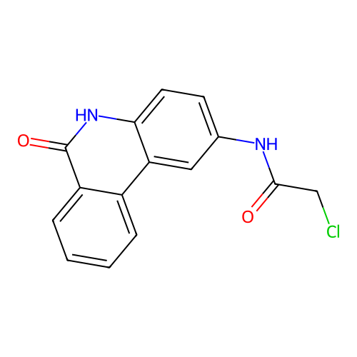 N-(6-oxo-5,6-dihydro-phenanthridin-2-yl)-chloroacetamide structure