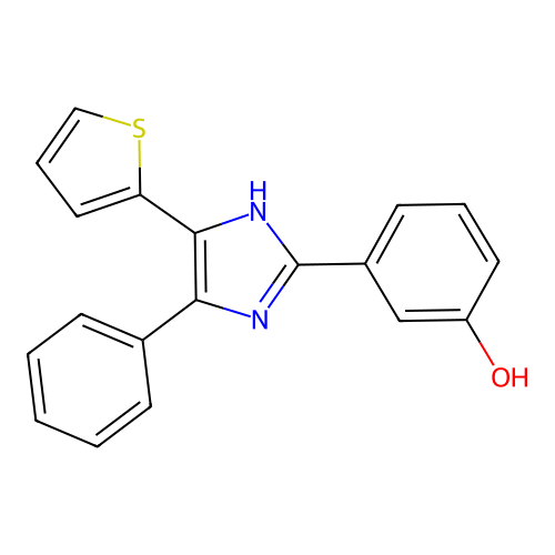 3-[4-phenyl-5-(thiophen-2-yl)-1H-imidazol-2-yl]phenol structure