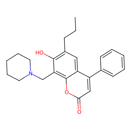 7-hydroxy-4-phenyl-8-(piperidinomethyl)-6-propyl-2H-chromen-2-one structure