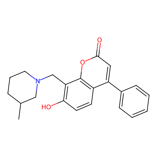 7-hydroxy-8-((3-methylpiperidin-1-yl)methyl)-4-phenyl-2H-chromen-2-one structure
