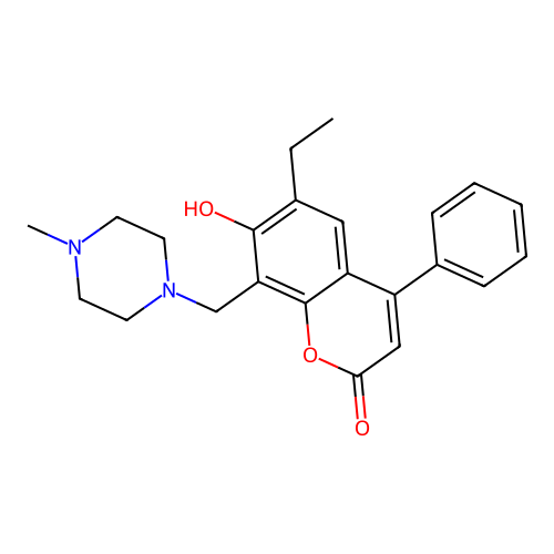 6-ethyl-7-hydroxy-8-[(4-methylpiperazin-1-yl)methyl]-4-phenyl-2H-chromen-2-one structure