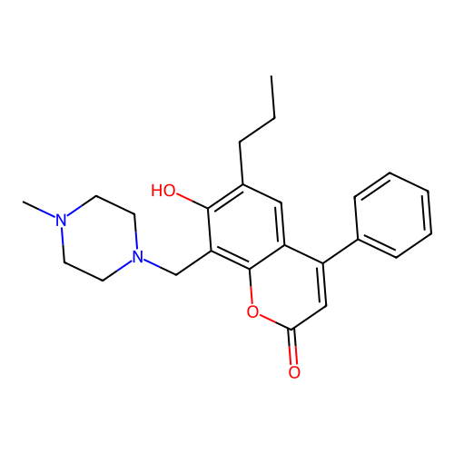 7-hydroxy-8-[(4-methylpiperazin-1-yl)methyl]-4-phenyl-6-propyl-2H-chromen-2-one structure