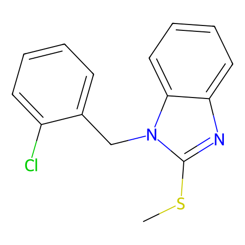 1-(2-chlorobenzyl)-2-(methylthio)-1H-benzimidazole structure