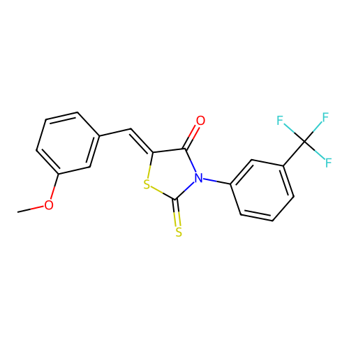 (Z)-5-(3-methoxybenzylidene)-2-thioxo-3-(3-(trifluoromethyl)phenyl)thiazolidin-4-one structure