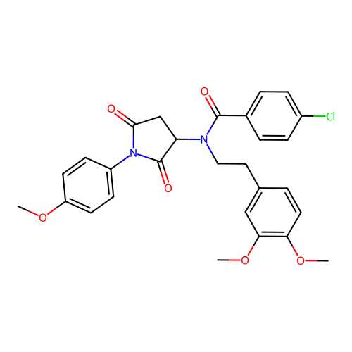 4-chloro-N-[2-(3,4-dimethoxyphenyl)ethyl]-N-[1-(4-methoxyphenyl)-2,5-dioxopyrrolidin-3-yl]benzamide structure