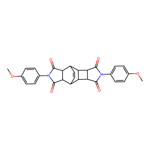 2,6-bis(4-methoxyphenyl)-4,4a,7a,8,8a,8b-hexahydro-4,8-ethenopyrrolo[3',4':3,4]cyclobuta[1,2-f]isoindole-1,3,5,7(2H,3aH,3bH,6H)-tetraone structure