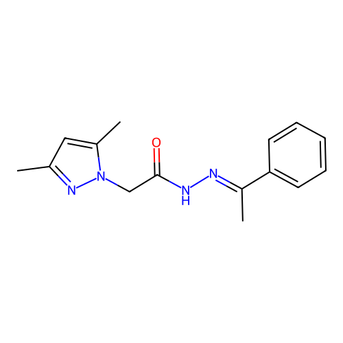 2-(3,5-dimethyl-1H-pyrazol-1-yl)-N'-[(1E)-1-phenylethylidene]acetohydrazide structure