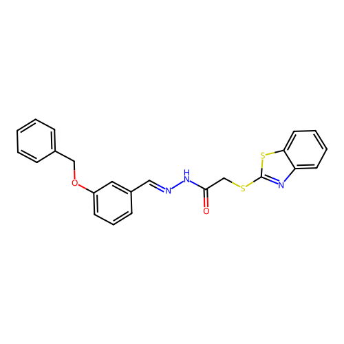 2-(1,3-benzothiazol-2-ylsulfanyl)-N'-{(E)-[3-(benzyloxy)phenyl]methylidene}acetohydrazide structure