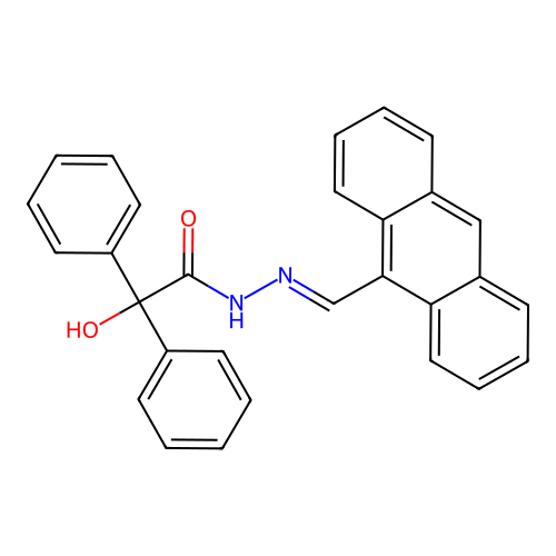 N'-[(E)-anthracen-9-ylmethylidene]-2-hydroxy-2,2-diphenylacetohydrazide structure