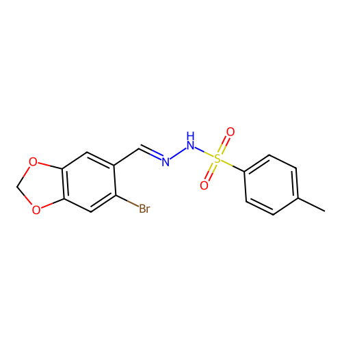 N-[(E)-(6-bromo-1,3-benzodioxol-5-yl)methylideneamino]-4-methylbenzenesulfonamide structure