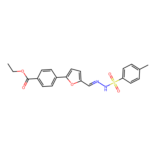 (E)-ethyl 4-(5-((2-tosylhydrazono)methyl)furan-2-yl)benzoate structure