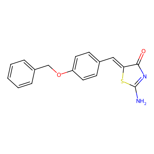 2-Amino-5-[(4-phenylmethoxyphenyl)methylidene]-1,3-thiazol-4-one structure