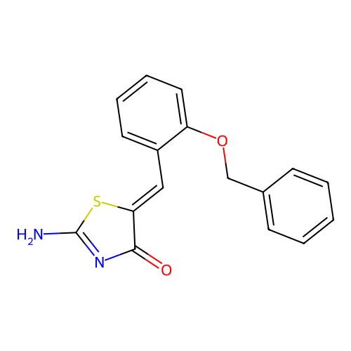 2-Amino-5-[(2-phenylmethoxyphenyl)methylidene]-1,3-thiazol-4-one structure